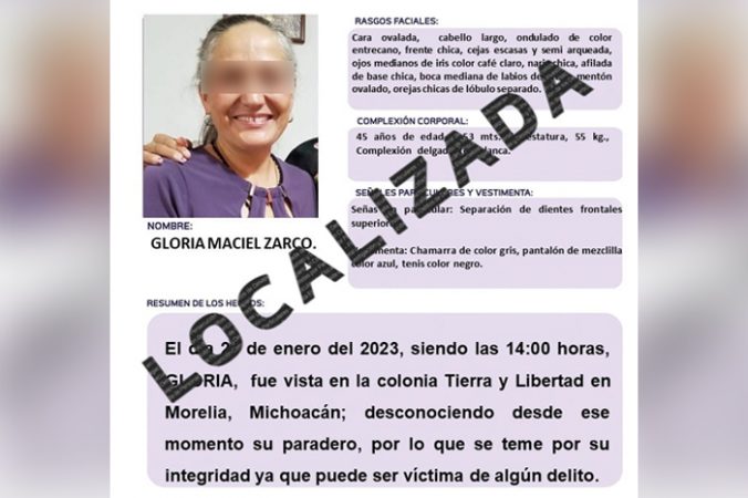 Gloria estaba desaparecida desde el 2 de enero; la hallan tirada, pero con vida, en la colonia Lago 2, de Morelia
