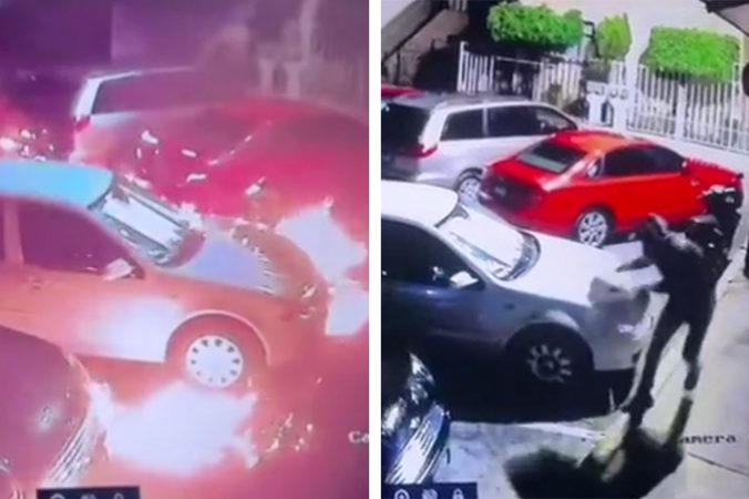 VIDEO | Sujetos rocían gasolina a vehículos en Morelia y los incendian, en Infonavit Juana Pavón